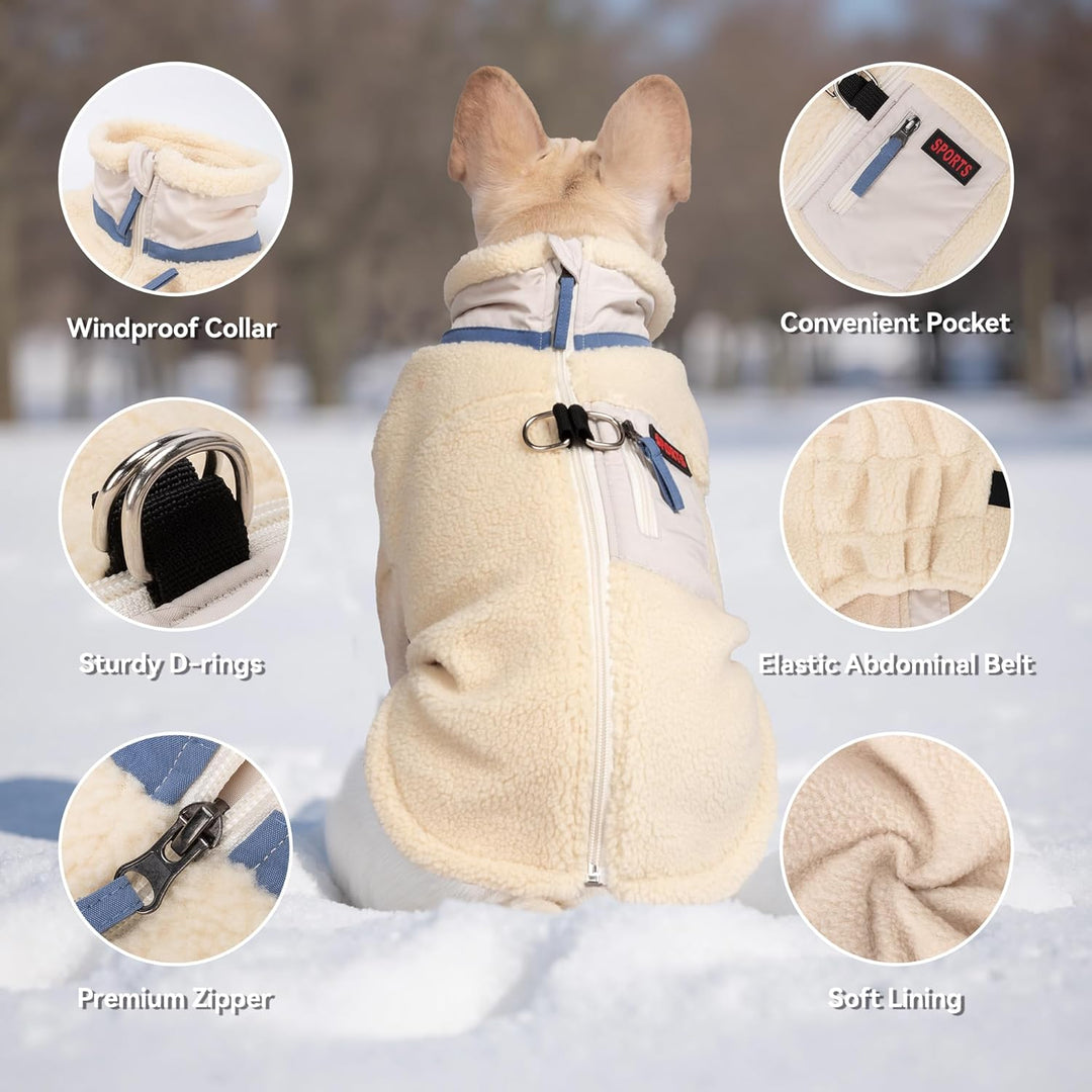 FEimaX Warme Hundemantel Winddichte Haustier Winter Fleece Hundejacke Winterweste mit D-Ring Hundekl