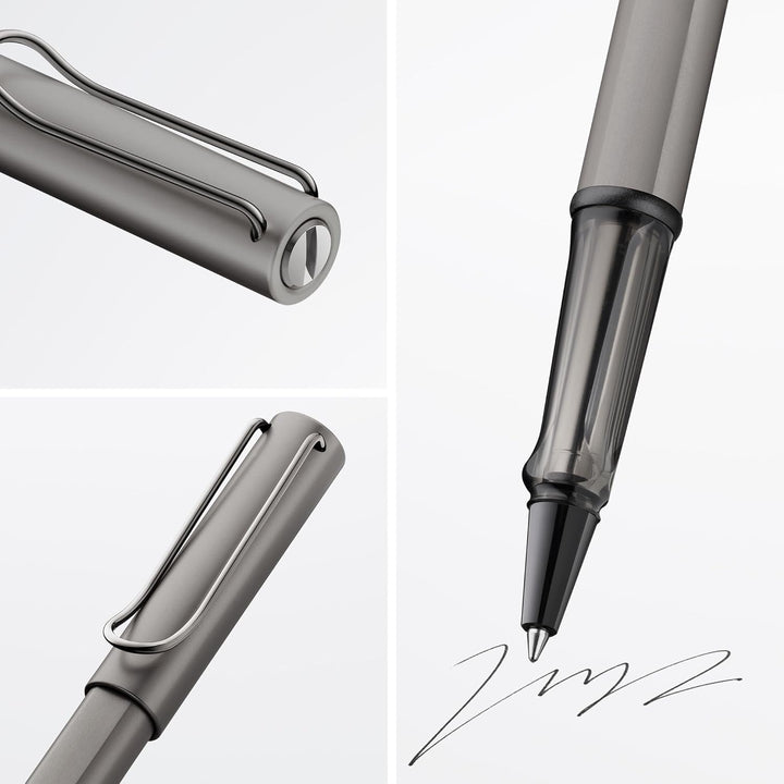 LAMY Lx Tintenroller 357 – Rollpen aus Aluminium, edel eloxiert in der Farbe Ruthenium mit transpare