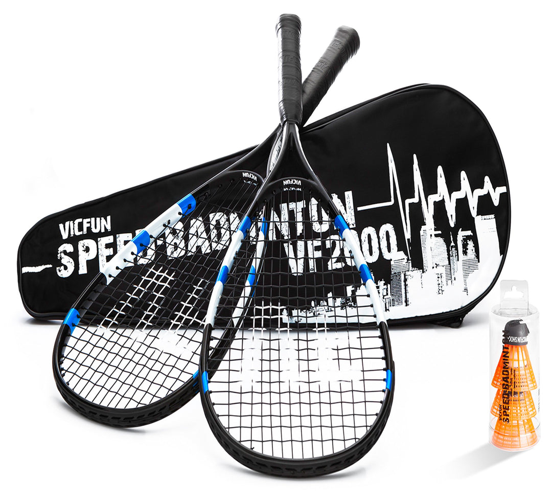 VICFUN Speed Badminton 100 Set versch. Farben Blau/Schwarz Premium Set, Blau/Schwarz Premium Set