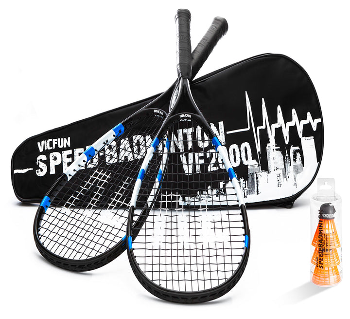 VICFUN Speed Badminton 100 Set versch. Farben Blau/Schwarz Premium Set, Blau/Schwarz Premium Set