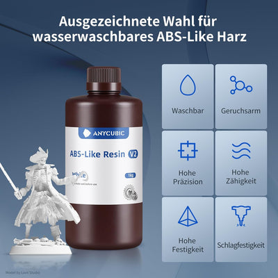 Wasser Waschbares ABS-Like Resin V2, ANYCUBIC 3D Drucker Resin Geruchsarm, Hohe Härte und Haltbarkei