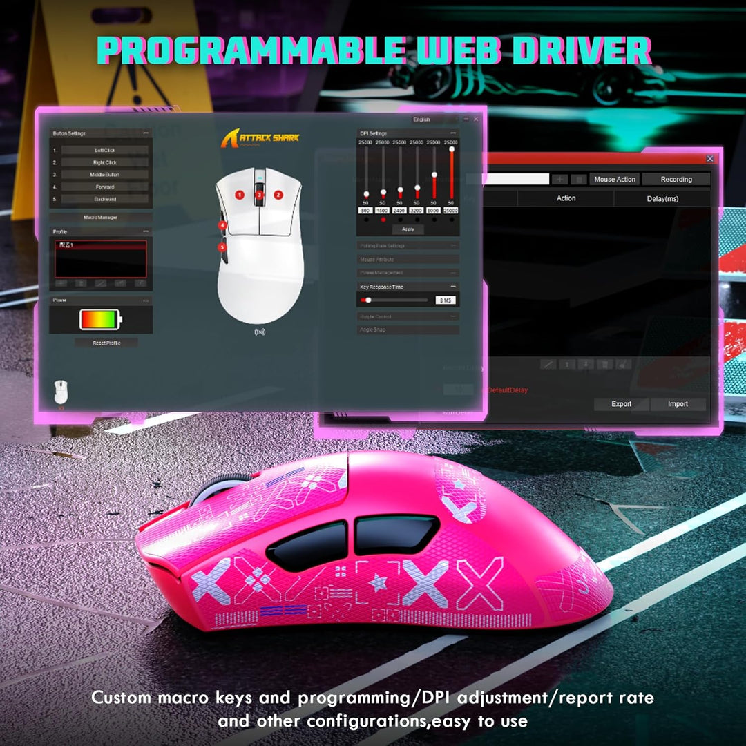 MAMBASNAKE X ATTACKSHARK V3 Kabellose Gaming-Maus mit Band,65g leicht,geteiltes Design für Rechtshän