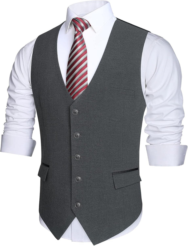 HISDERN Anzugweste für Herren Elegant Hochzeit Weste Klassische Einfarbig Casual Businessweste Forme