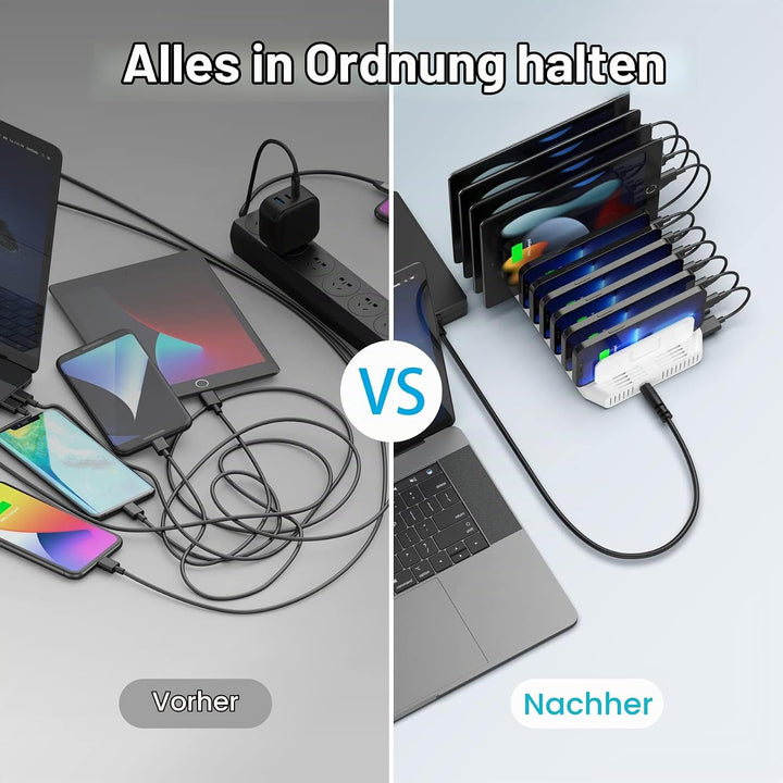 Unitek 60W Handy Ladestation Mehrfach 10 Ports, USB Ladestation für mehrere Geräte mit SmartIC Techn
