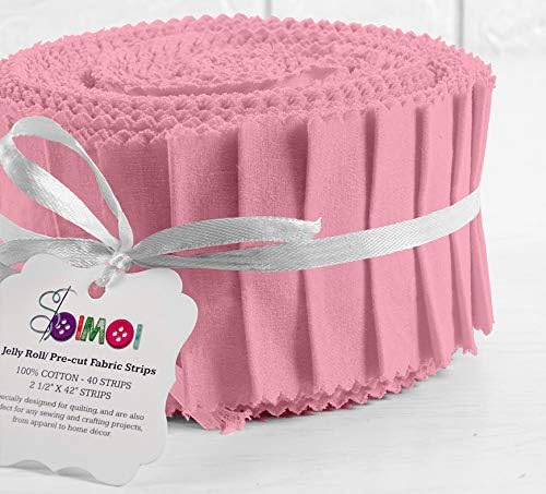 Soimoi 40 Stuck Feste Hell-Pink Vorgeschnittene Baumwoll-Stoffstreifen Zum Quilten Von Bastelstreife