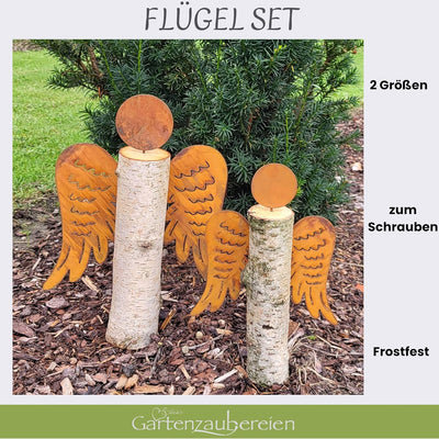 Storm's Gartenzaubereien Engelsflügel aus Metall 2er Set gross 24cm - klein 17cm Flacher Kopf zum Ei