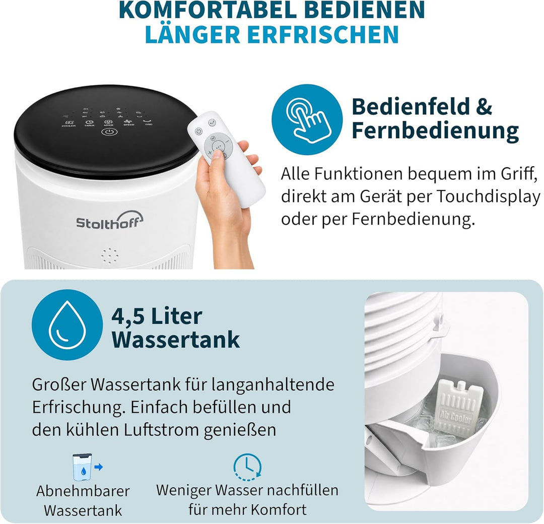 Turmventilator mit Wasserkühlung, Luftkühler, Verdunstungskühler, Ventilator, Tragbares Kühlgerät, T