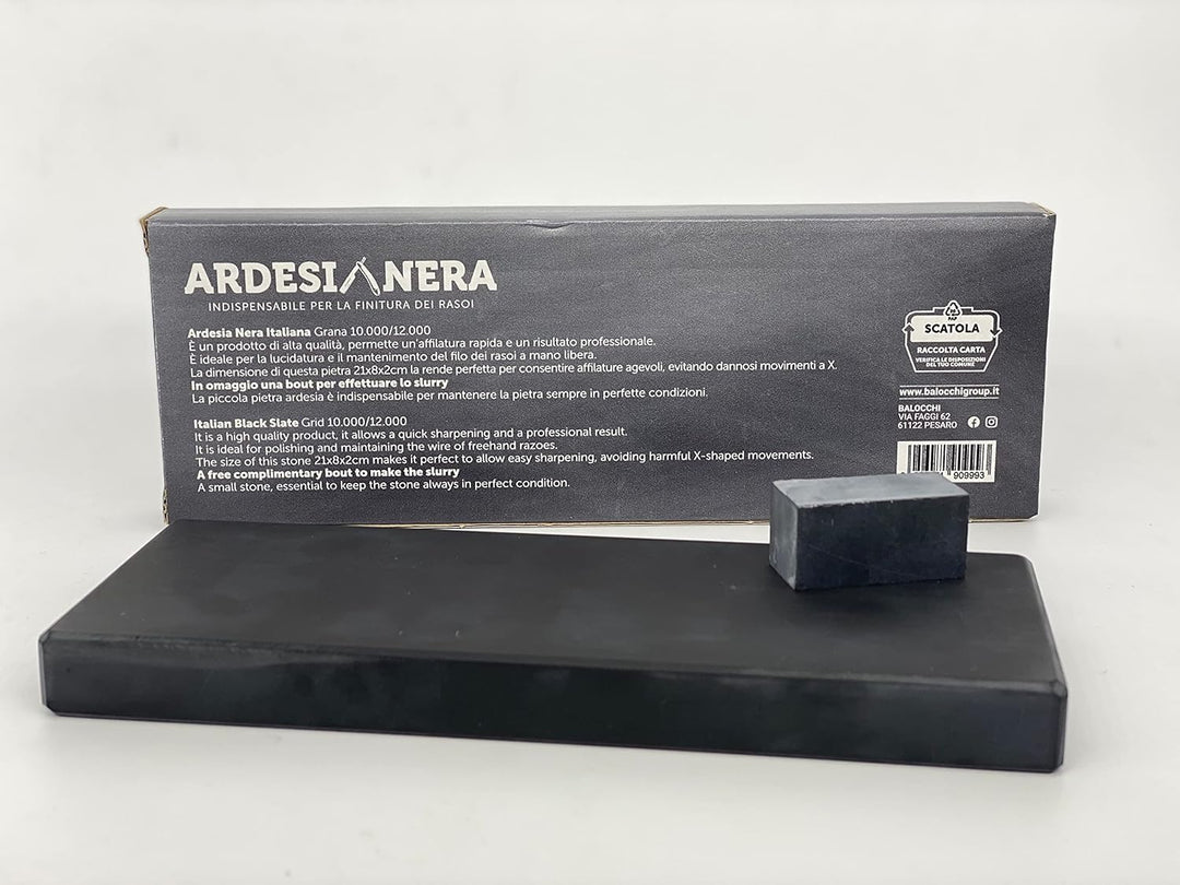 NERO ARDESIA Natürlicher Schieferstein zum Schleifen von Rasiern und Klingen, Schwarz
