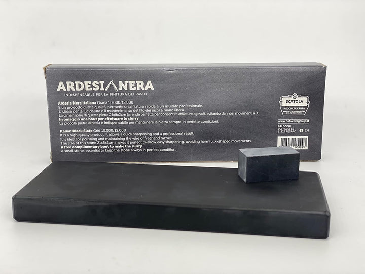 NERO ARDESIA Natürlicher Schieferstein zum Schleifen von Rasiern und Klingen, Schwarz