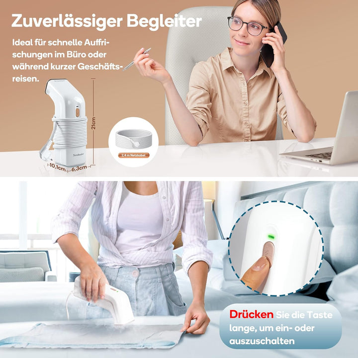 Newbealer Dampfglätter, Tragbarer Handbügeleisen für Kleidung, 170 ml Wassertank Dampfbürste, 15g/mi