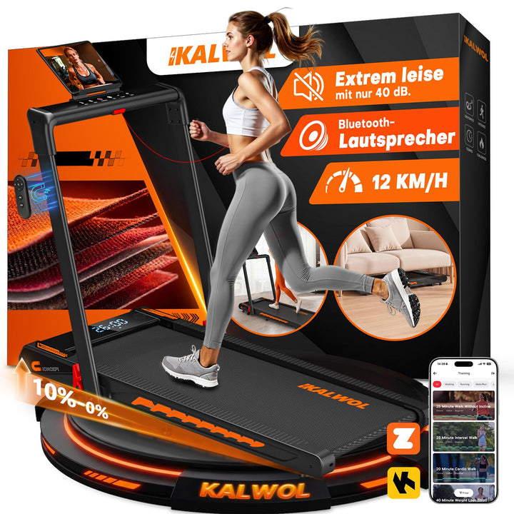 Laufband für Zuhause mit Bluetooth Lautsprecher, 6 in 1 12km/h Walking Pad Laufband mit 10% Steigung