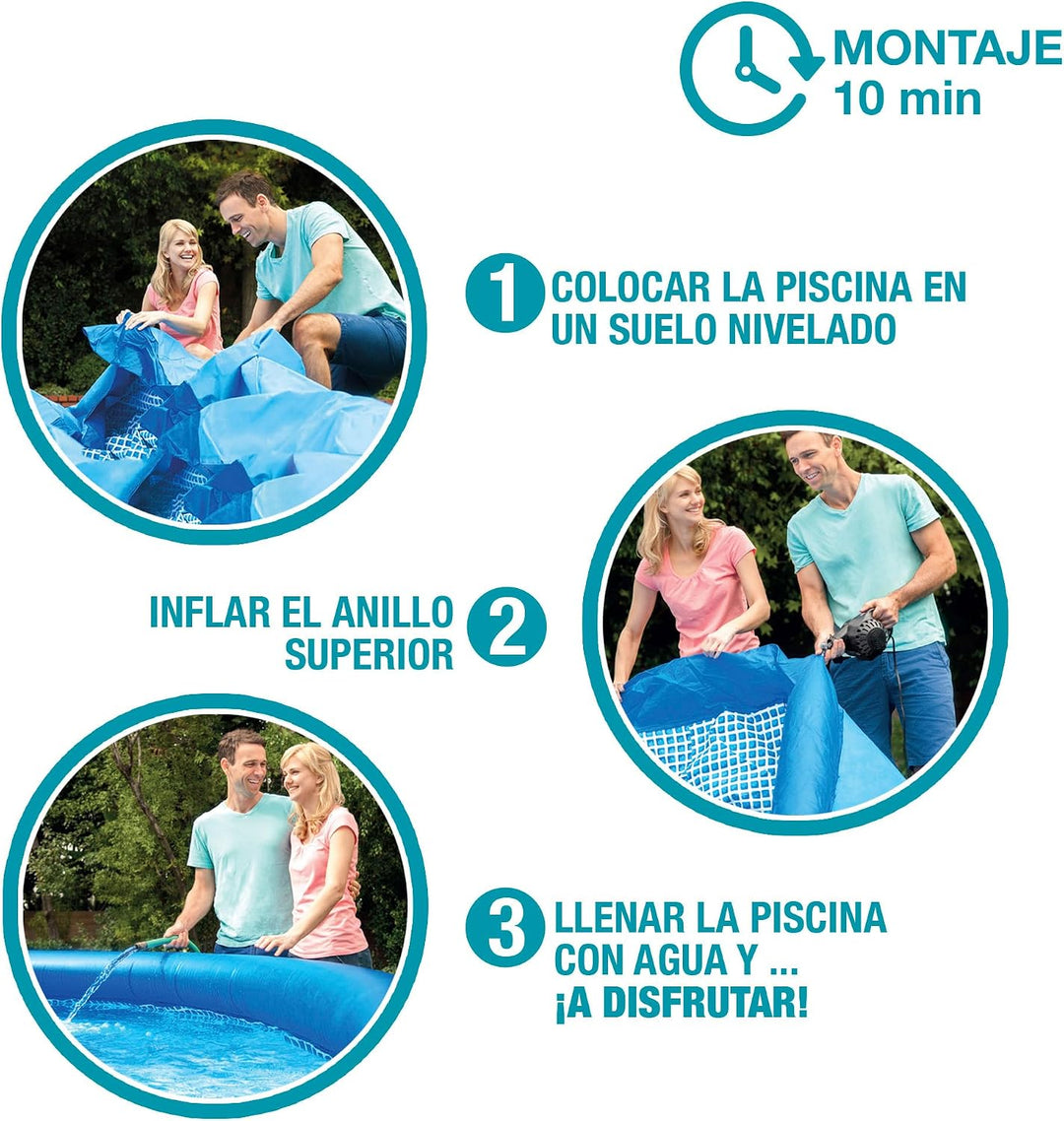 INTEX "Easy Set" XL Pool rund Aufstellpool 305 x 61 cm, Volumen 3.077 l, Grosser Aufblasbarer Pool G