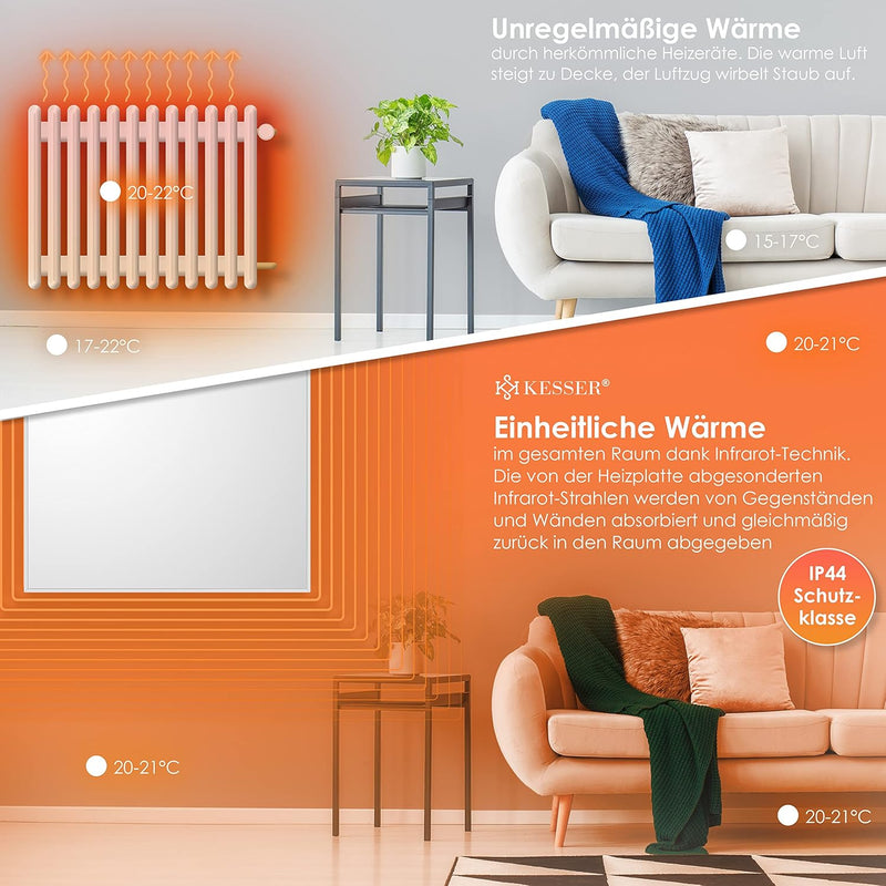 KESSER® Infrarotheizung Mit Thermostat Infrarotheizkörper Elektroheizung Infrarot Heizung Wandheizun