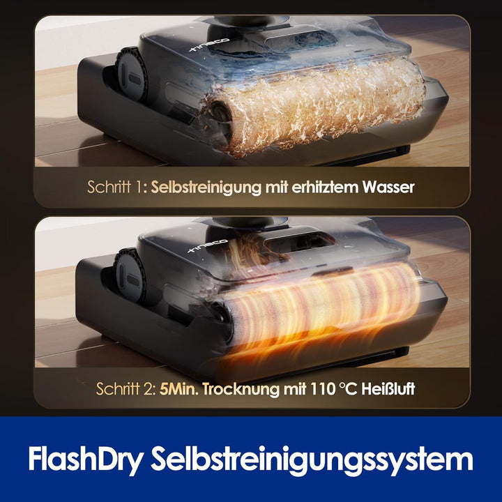 Tineco Floor ONE S7 Stretch Turbo Akku-Nass-Trockensauger, 65 Minuten Laufzeit, 85°C Schnell-Trocknu