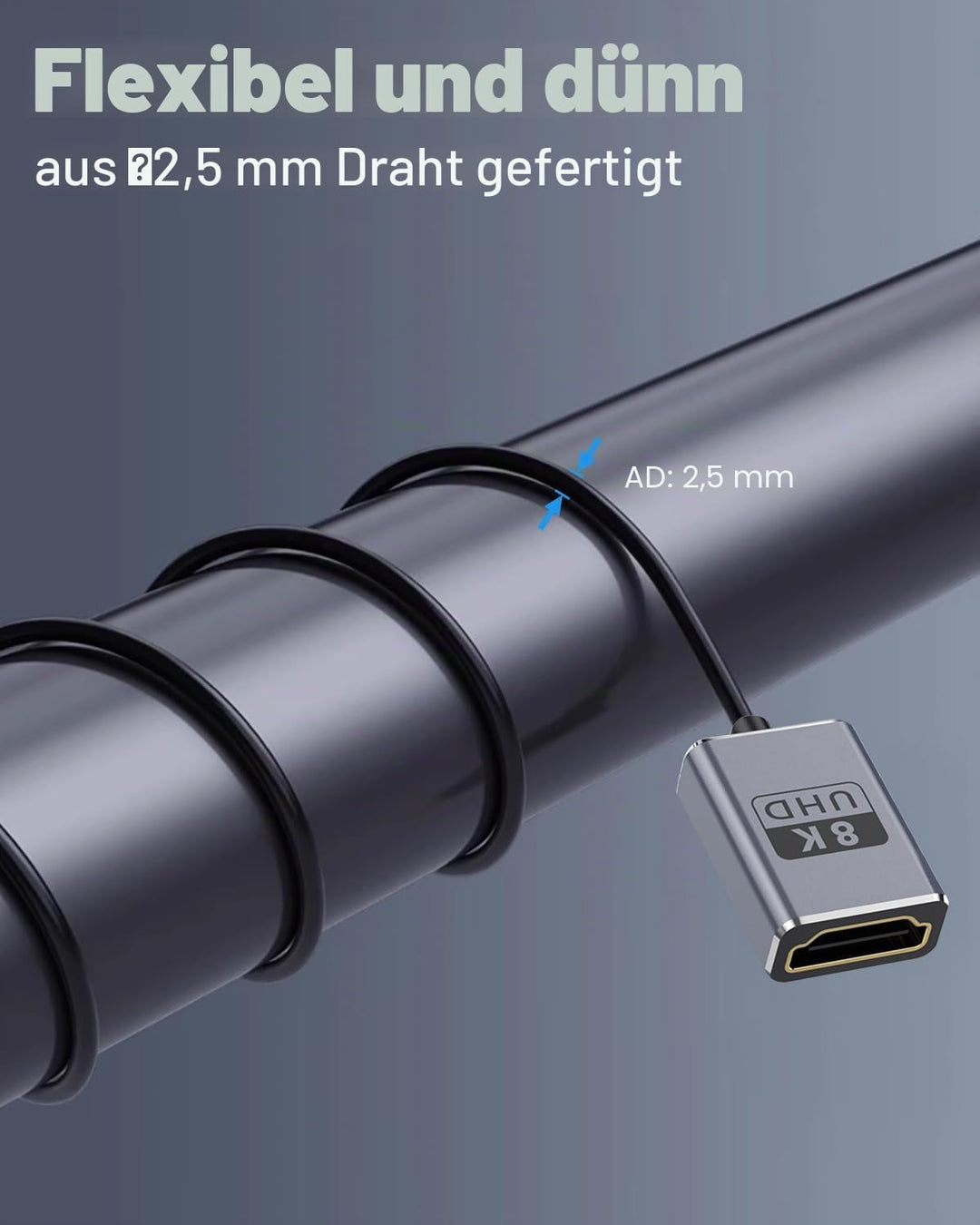 Duttek HDMI-Verlängerungskabel, 8 K, 90 Grad, abgewinkelt, HDMI-Stecker auf Buchse, 48 Gbit/s Bandbr