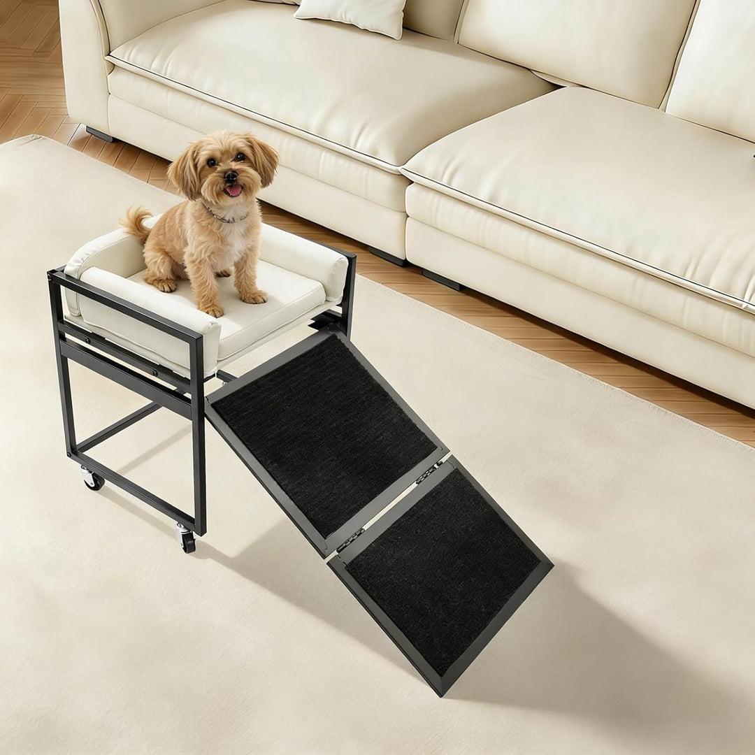 Haustierbett, Mobile Hunderampe Bett Hundebett mit Klappbar Rampe Hundeliege Tragkraft 50kg für klei