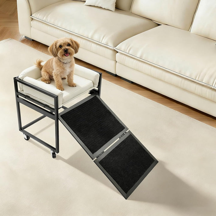 Haustierbett, Mobile Hunderampe Bett Hundebett mit Klappbar Rampe Hundeliege Tragkraft 50kg für klei