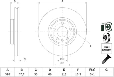 Bosch BD2650 Bremsscheiben - Vorderachse - ECE-R90 Zertifizierung - eine Bremsscheibe