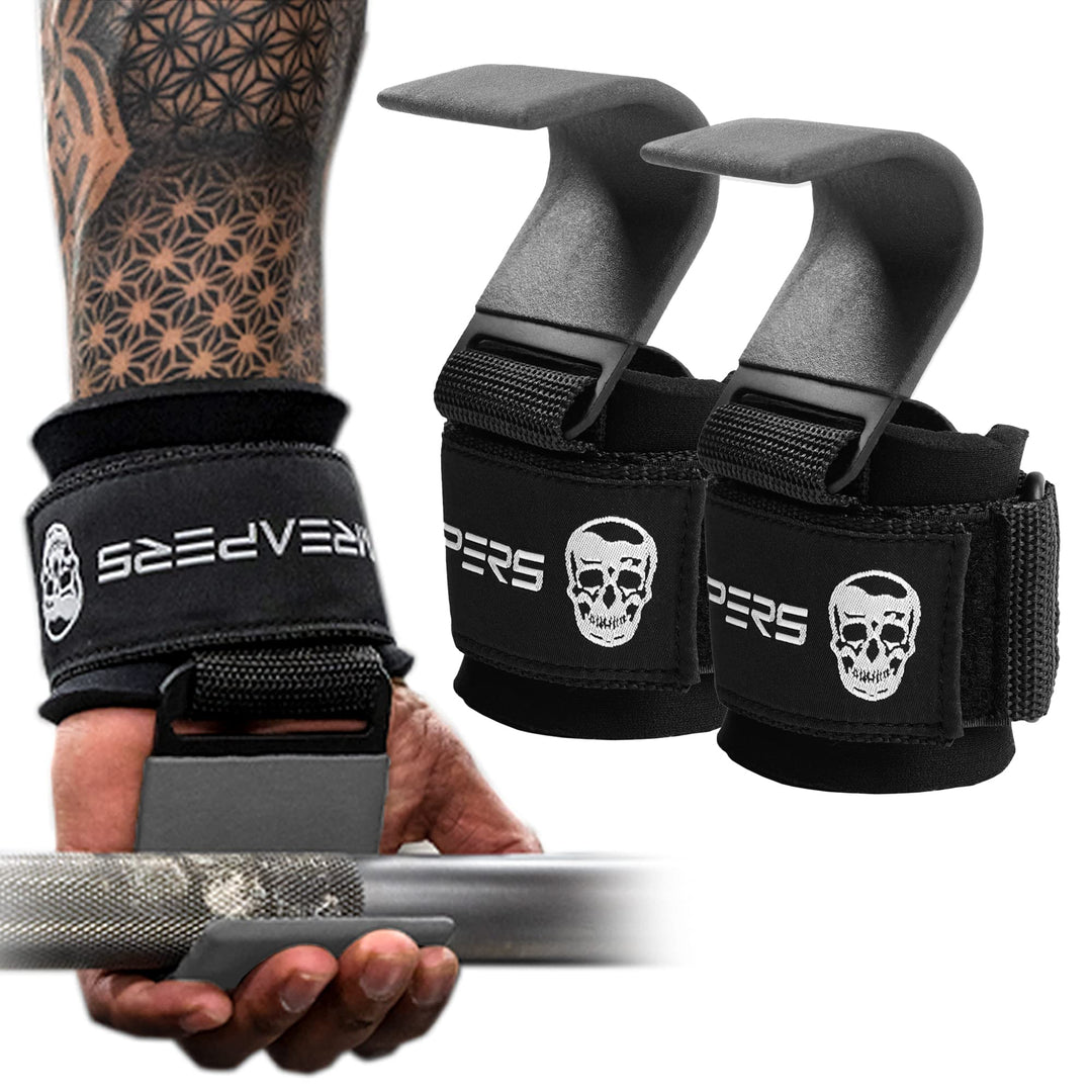 Gymreapers Weight Lifting Hooks (Pair), Heavy Duty Power Wrist Straps Hand Grip Support For Deadlift