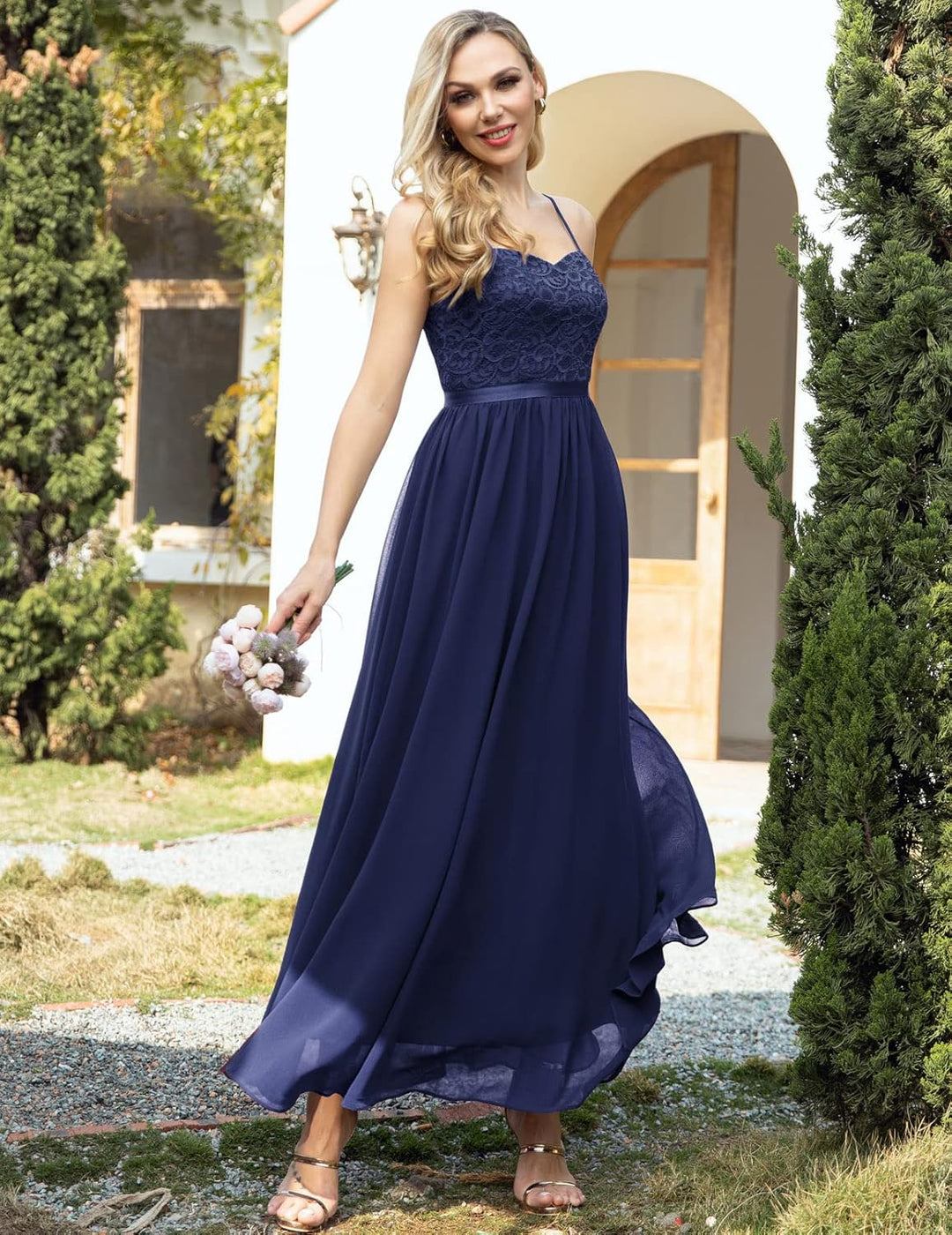 DRESSTELLS Damen Abendkleider Elegant für Hochzeit Brautjungfernkleider Lang Chiffon Brautjungfernkl