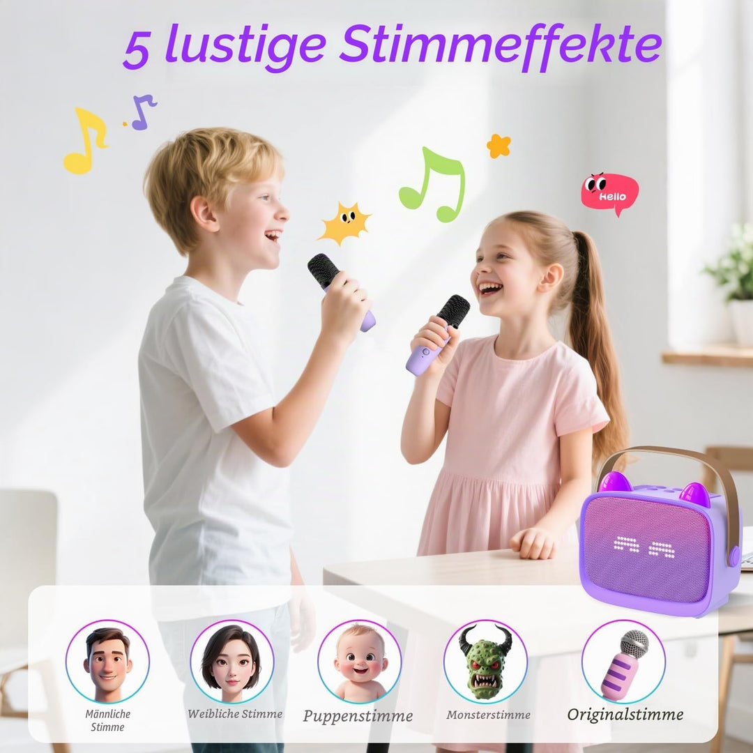 Karaoke Maschine mit 2 Karaoke Mikrofonen Kinder: Mini Karaoke Maschine Geschenk Mädchen mit Mikrofo