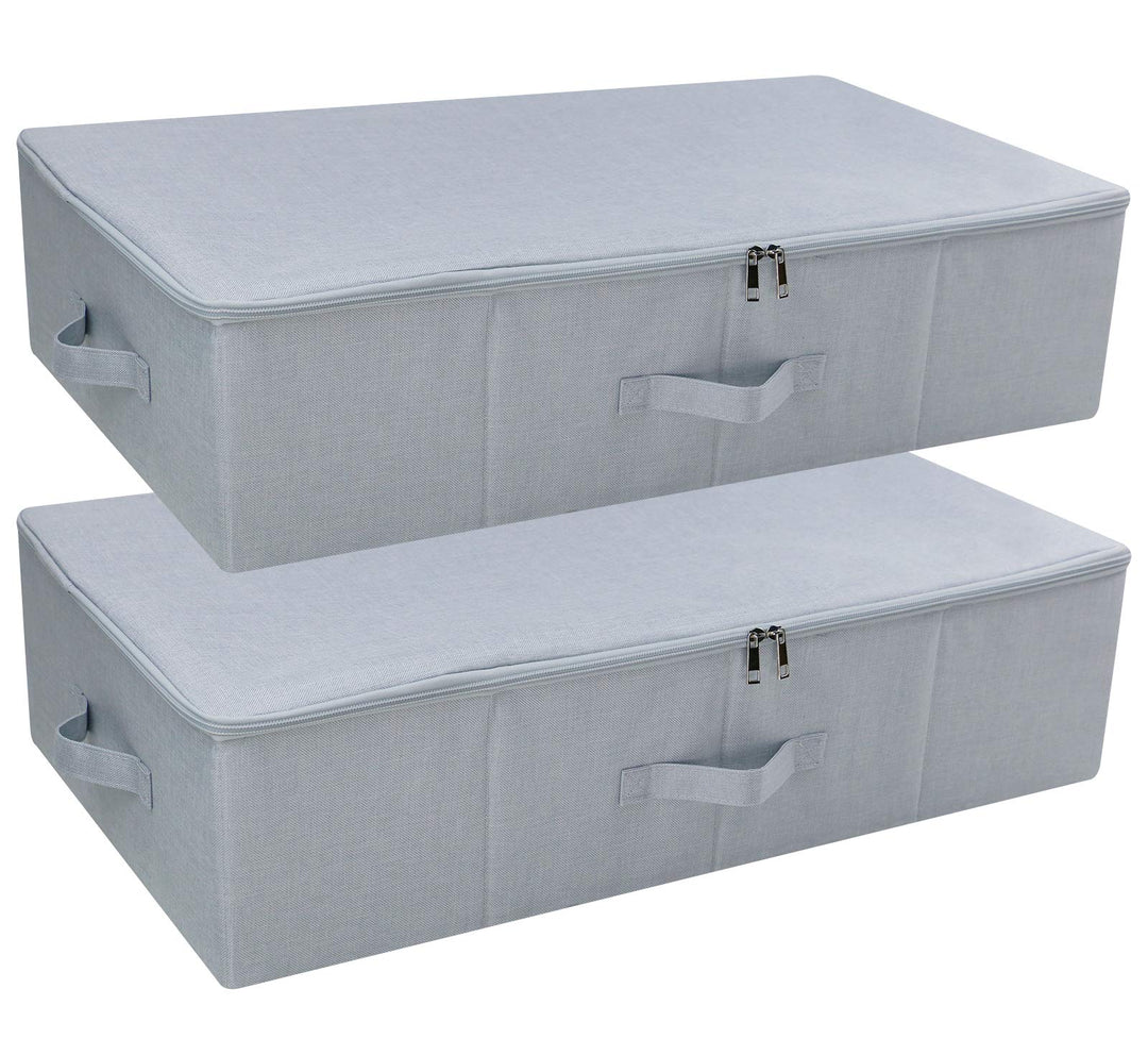 2er-Pack, faltbare Unterbett-Aufbewahrungsboxen mit Reissverschlussabdeckung, Aufbewahrungsbehälter