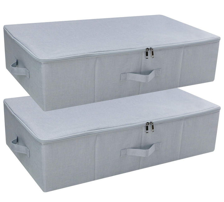 2er-Pack, faltbare Unterbett-Aufbewahrungsboxen mit Reissverschlussabdeckung, Aufbewahrungsbehälter