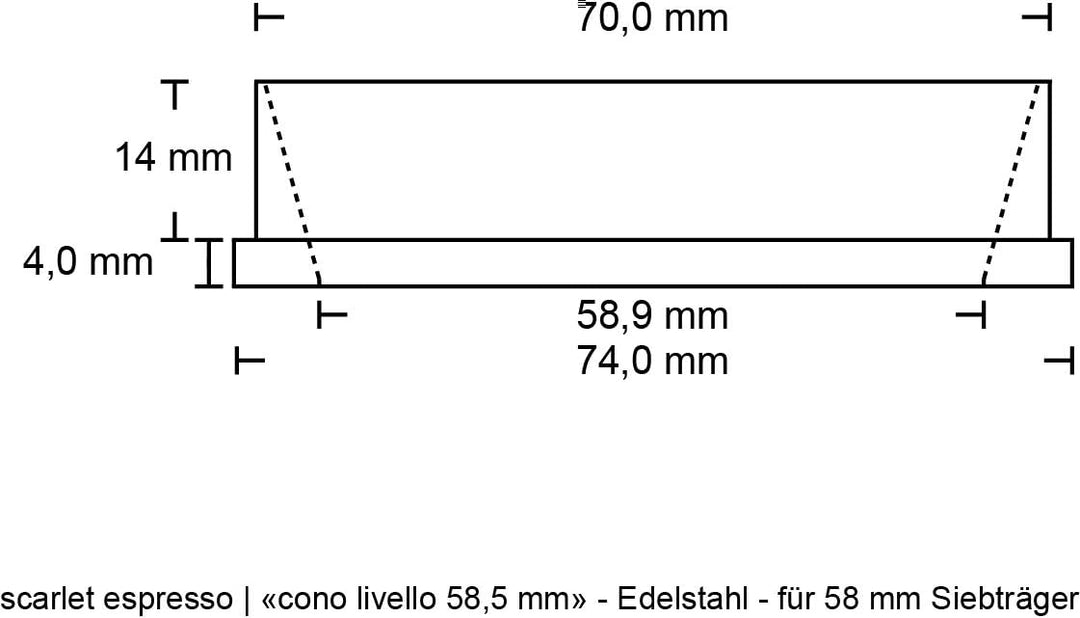 Präzisions-Trichter »Barista Cono Livello 58,5 mm« aus Edelstahl für Siebträger, Dosing Funnel Füllt