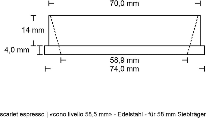 Präzisions-Trichter »Barista Cono Livello 58,5 mm« aus Edelstahl für Siebträger, Dosing Funnel Füllt