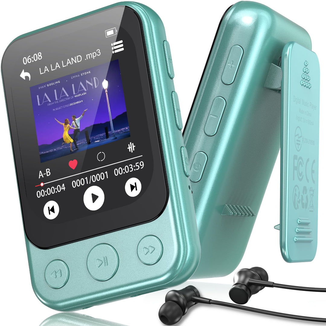 64GB MP3 Player Bluetooth 5.3 mit Clip, Touchscreen &amp; Tasten, Lautsprecher
