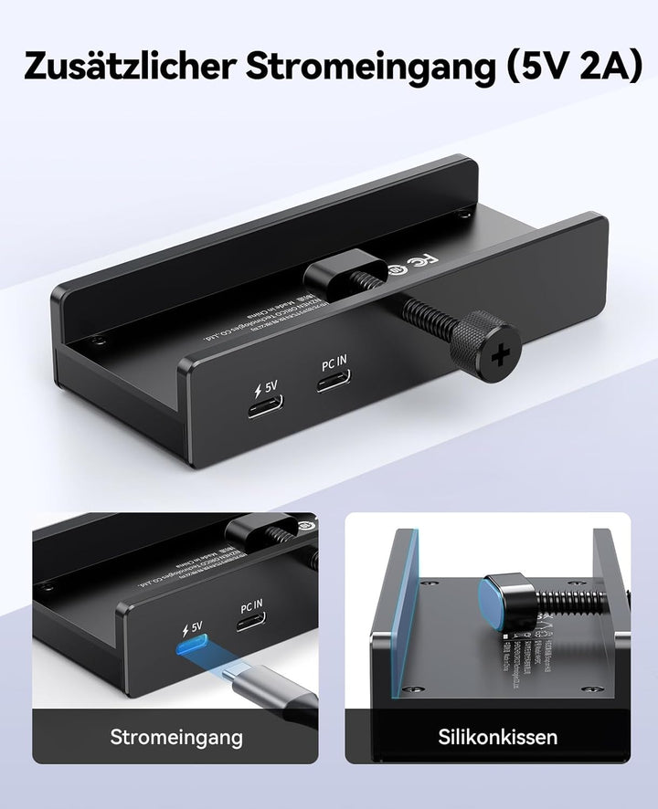 ORICO USB Hub 3.2, Aluminum USB-Hub und 5V Stromversorgung, 10 Gbit/s 3 Port s USB Verteiler, SD/TF