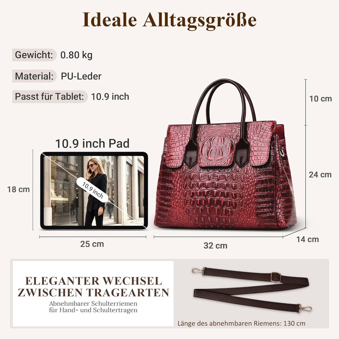 DIRRONA Elegant Damen Umhängetasche Retro Handtasche Casual Reise Schultertasche Gross Kapazität Umh