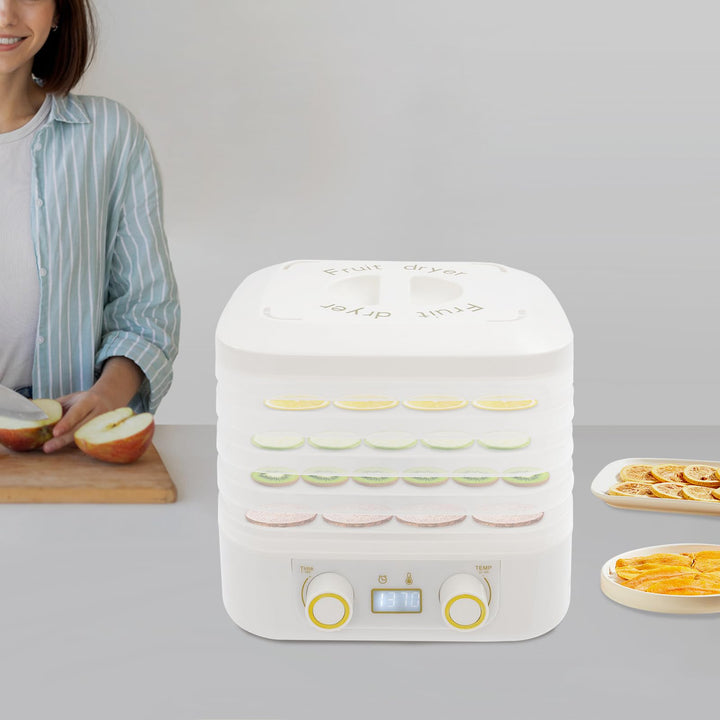 160 W Küchenminis Dörrautomat Dörrgerät mit 5 Tabletts & 5x Versiegelte Frischhaltebeutel,LED-Anzeig