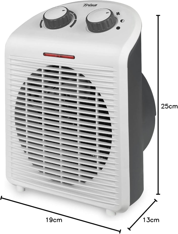 Trisa Heizlüfter - 2 Heizstufen 1000W/2000W, Ventilator für Kühl- & Warmluft, Thermostat, Überhitzun