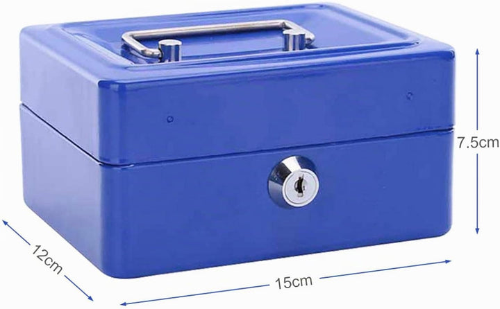 Feuerfeste wasserdichte Box mit Schlüsselschloss, Tragbare Mini Tragbarer Safe Tresor Stahl Petty Ab