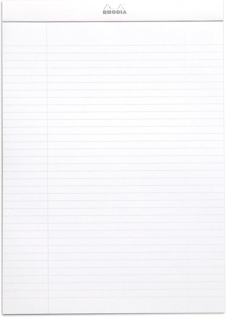 Rhodia 18601C - Packung mit 5 Notizblöcken geheftet No.18 A4 80 Blätter liniert mit Rand 80g, Weiss,