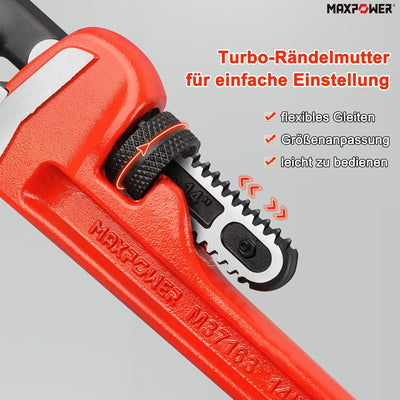 MAXPOWER 2 Stücke Rohrzangen Set 250mm/350mm rohrzange profi Wasserpumpenzange Rohrreparaturwerkzeug