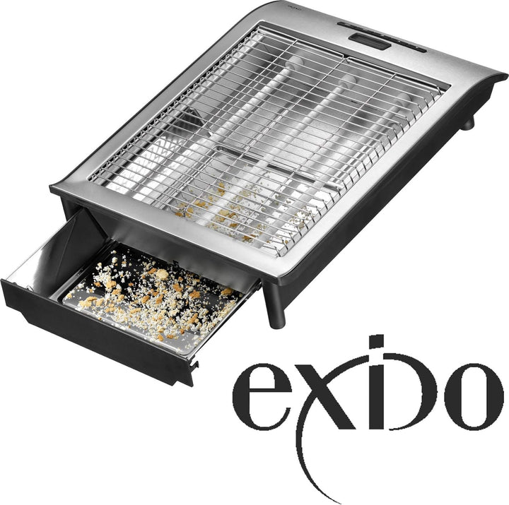 Exido 12140040 Flachtoaster mit Timer/Display Brötchen-Toaster, 700 Watt