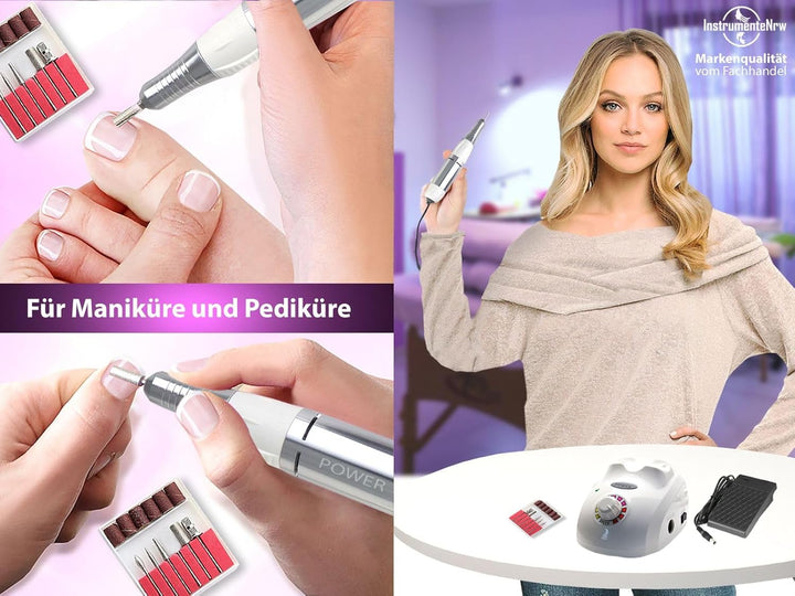 PREMIUM Fusspflegegerät Fusspflege-Set Maniküre Set Pediküre Set mit Fräser Set Diamantschleifer