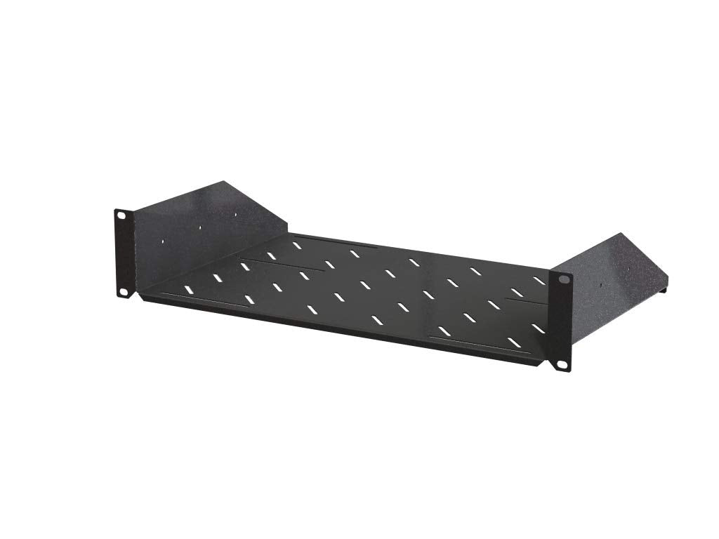 Rack Magic - 2HE Fachboden 19" Rackablage - Serverschrank - bis 15kg 280mm Tiefe - schwarz