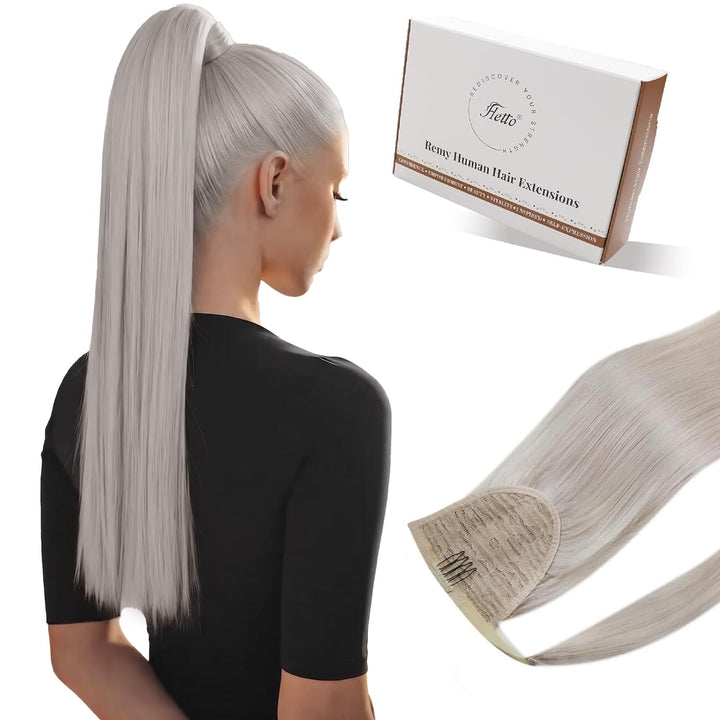 Hetto Blond Ponytail Extensions Echthaar Remy Zopf Echthaar Extensions Platinblond Pferdeschwanz Haa