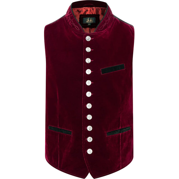 Wiesnkönig Herren Samtweste Moritz Premium Trachten Weste | Model Herren Samtweste Moritz Rot Versch