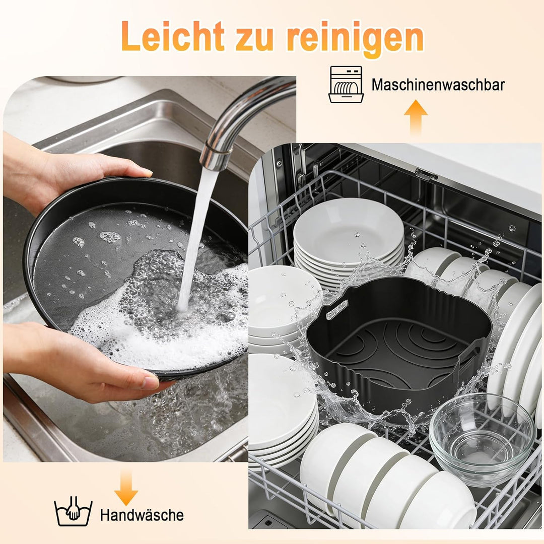 8 Stück Airfryer Zubehör Set für Ninja CRISPi FN101EU &amp; CRISPi Pro | Enthält 2 Silikonkörbe Insert 1