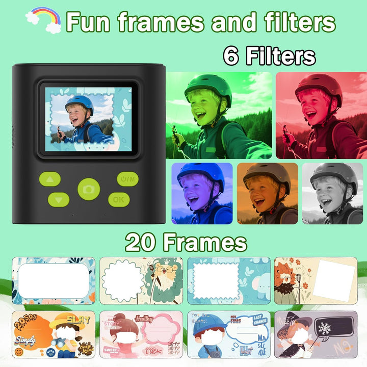 Zicor Kinderkamera Instant Print, 1080HD Digital Video & Instant Print Kamera für Kinder, lustige We