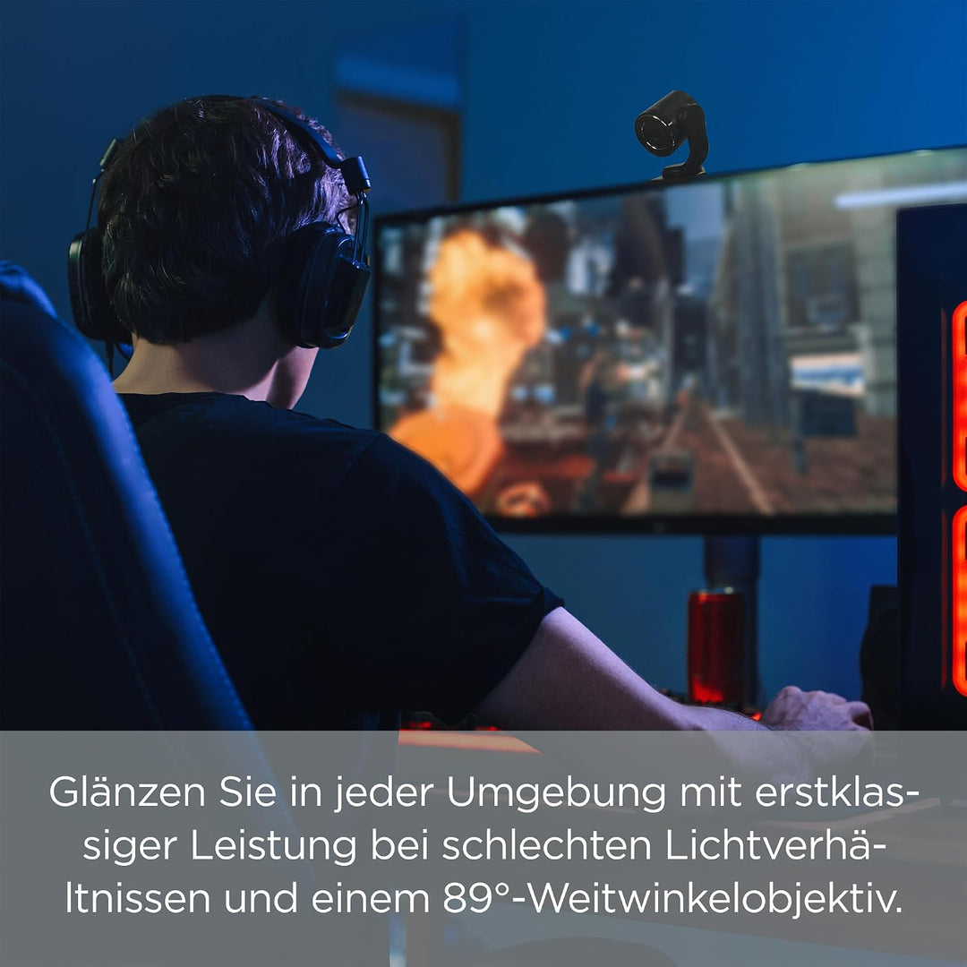 TOUCAN Streaming USB Webcam – Ihre 1080p-HD-Kamera mit 60 fps, Weitwinkel, Low-Light-Funktion und Mi
