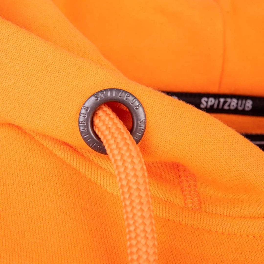 Spitzbub Herren Hoodie Pullover mit Kapuze Kapuzenpullover Sportshoodie mit Ärmelprint S Orange, S O