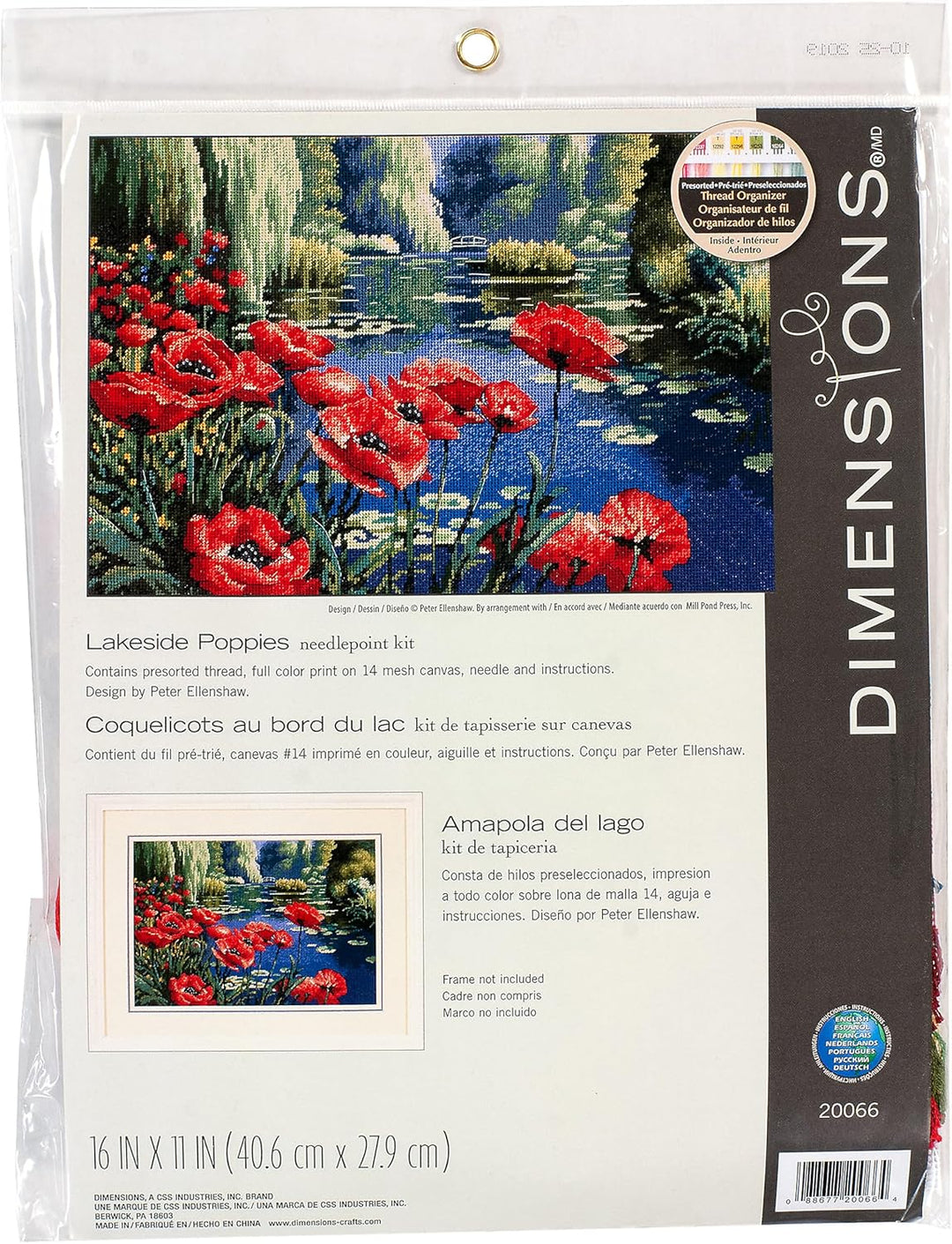 DIMENSIONS 20066 Needlepoint Lakeside Poppies Kit, 100% Cotton, Multi-Colour, 40 x 27 x 0.1 cm Seeuf