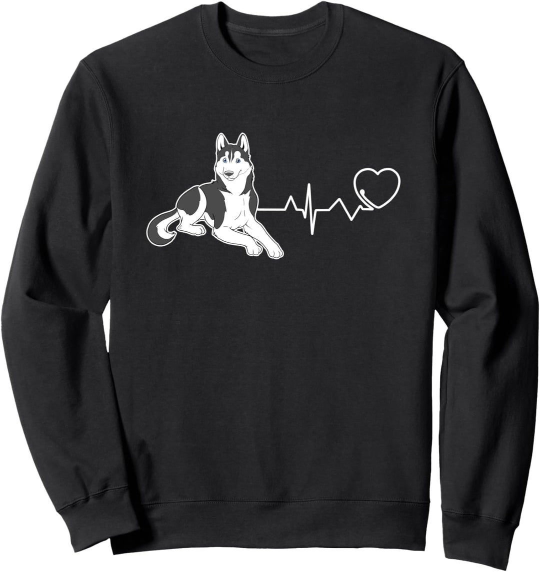 Husky Geschenk Liebe Husky Herzschlag Sweatshirt