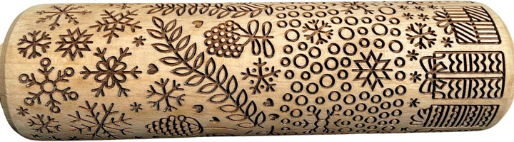 WEIHNACHTSDRUCKE Nudelholz mit Muster Weihnachten Backen - Teigroller Holz für DIY Weihnachten Plätz