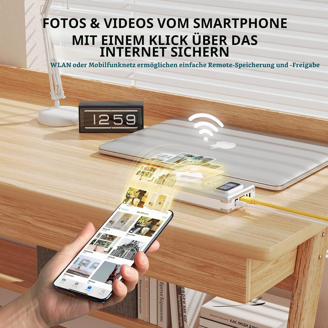 iDiskk NAS Netzwerkspeicher 1TB, Cloud-Speichergerät mit HDD, Fernzugriff, Auto-Backup, Geräteübergr